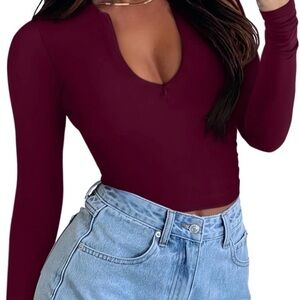ReoRia Deep Red Long Sleeve Top